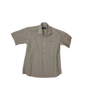 Plaid Short-Sleeve Button-Up Shirt | Yellow & Blue Stilmen | Men’s Large